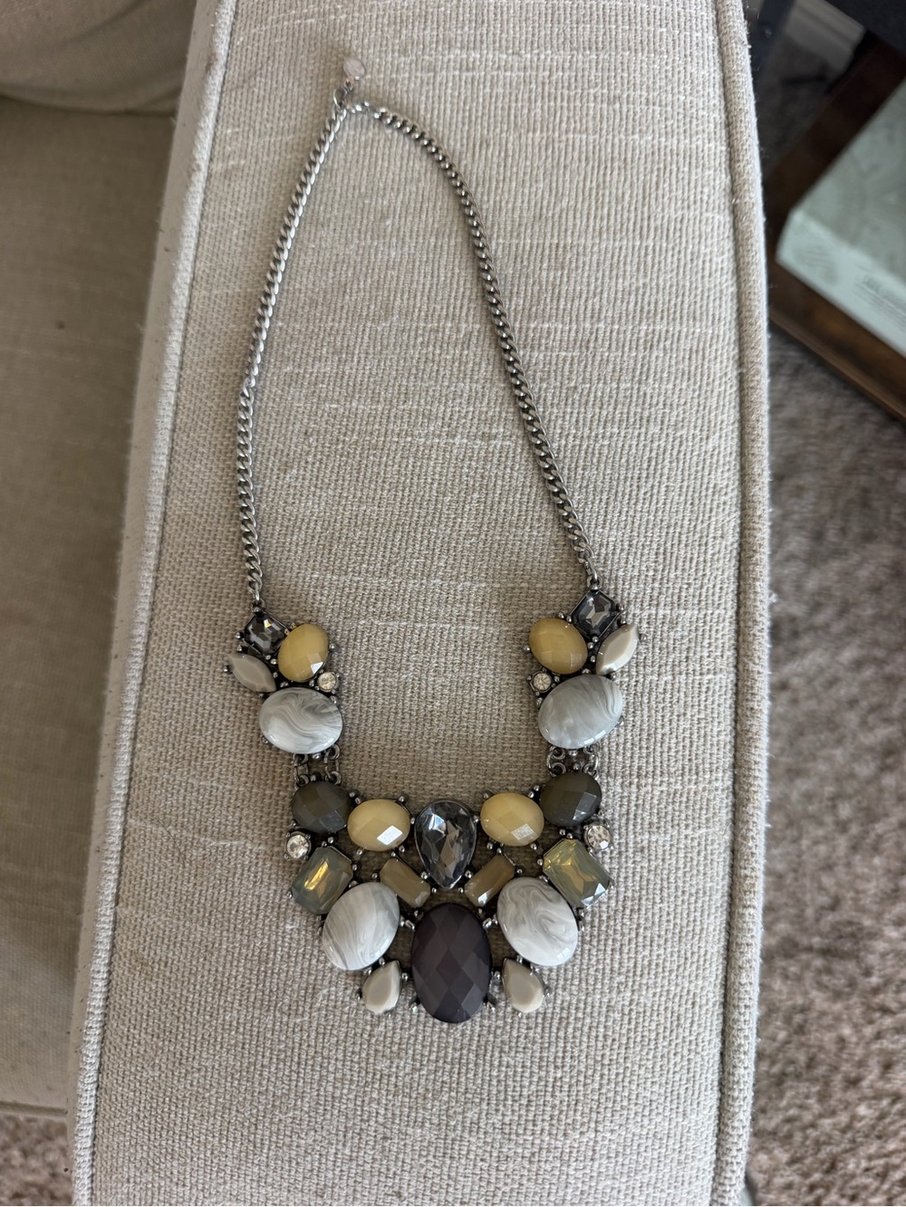 LOFT Yellow, Gray and Cream Statement Bib Necklace